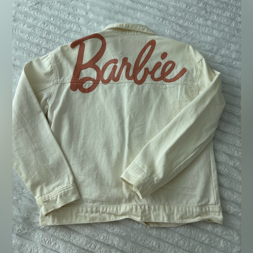 Barbie x Missguided White Matte Logo Denim Jacket